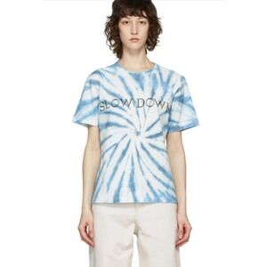 Isabel Marant Étoile Zevel Tee XS Tie Dye "Slow‎ Down" T-Shirt Blue White